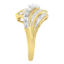 Load image into Gallery viewer, 10K Yellow Gold Round and Baguette Diamond-Cut Ring (1/2 Cttw, I-J Color, I1-I2 Clarity) - Size 7