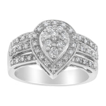 Load image into Gallery viewer, 10K White Gold Round Cut Diamond Teardrop Ring (1/2 Cttw, H-I Color, SI2-I1 Clarity) - Size 6-1/2