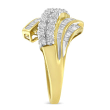 Load image into Gallery viewer, 10K Yellow Gold 1.0 Cttw Round & Baguette Cut Diamond 64 Stone Bypass Style Channel Set Modern Statement Ring (H-I Color, SI1-SI2 Clarity) - Size 6