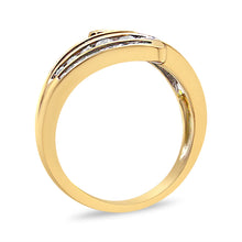 Load image into Gallery viewer, 10K Yellow Gold 1 Cttw Round and Baguette-Cut Diamond Multi Row Bypass Ring Band (H-I Color, I1-I2 Clarity) - Ring Size 7