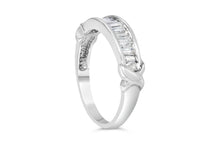Load image into Gallery viewer, .925 Sterling Silver 1/2 Cttw Baguette Cut Diamond Channel Set X-Station Wedding Ring (H-I Color, I1-I2 Clarity) - Size 6-1/2