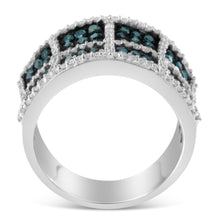Load image into Gallery viewer, 14K White Gold White and Treated Blue Diamond Cocktail Ring (1 1/2 Cttw, H-I Color, I1-I2 Clarity) - Size 6