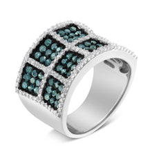 Load image into Gallery viewer, 14K White Gold White and Treated Blue Diamond Cocktail Ring (1 1/2 Cttw, H-I Color, I1-I2 Clarity) - Size 6