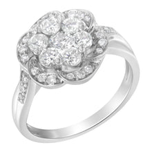 Load image into Gallery viewer, 14K White Gold Floral Cluster Diamond Ring (1.0 Cttw, H-I Color, SI2-I1 Clarity) - Size 6