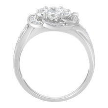 Load image into Gallery viewer, 14K White Gold Floral Cluster Diamond Ring (1.0 Cttw, H-I Color, SI2-I1 Clarity) - Size 6