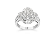 Load image into Gallery viewer, 14K White Gold 1.0 Cttw Round & Baguette Cut Diamond Floral Cluster Quatrefoil Channel Set Band Cocktail Statement Ring (H-I Color, SI2-I1 Clarity) - Size 6-3/4