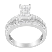 Load image into Gallery viewer, 14K White Gold 1.0 Cttw Mixed-Cut Diamond Rectangle Invisible-Set Composite Cluster Ring with Bar- and Channel-Set Band (H-I Color, SI2-I1 Clarity) - Size 7