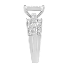 Load image into Gallery viewer, 14K White Gold 1.0 Cttw Mixed-Cut Diamond Rectangle Invisible-Set Composite Cluster Ring with Bar- and Channel-Set Band (H-I Color, SI2-I1 Clarity) - Size 7