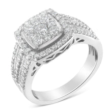 Load image into Gallery viewer, 10K White Gold Diamond Cluster Ring (1 Cttw, H-I Color, I1-I2 Clarity) - Size 6-3/4