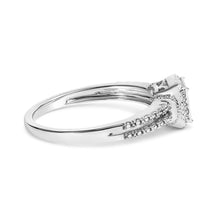 Load image into Gallery viewer, .925 Sterling Silver 1/4 Cttw Princess-cut Diamond Composite Ring with Beaded Halo (H-I Color, SI1-SI2 Clarity) - Size 7
