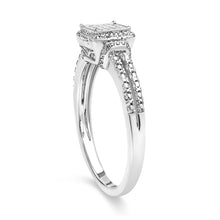Load image into Gallery viewer, .925 Sterling Silver 1/4 Cttw Princess-cut Diamond Composite Ring with Beaded Halo (H-I Color, SI1-SI2 Clarity) - Size 7