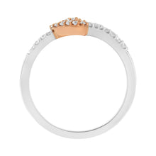 Load image into Gallery viewer, 10K Rose Gold over .925 Sterling Silver 1/5 Cttw Diamond Two Tone Open Heart Promise or Fashion Ring (I-J Color, I2-I3 Clarity) - Size 6