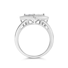 Load image into Gallery viewer, .925 Sterling Silver 1/3 Cttw Invisible Set Princess-Cut Diamond Rhombus and Beaded Halo Ring (H-I Color, SI1-SI2 Clarity) - Ring Size 7