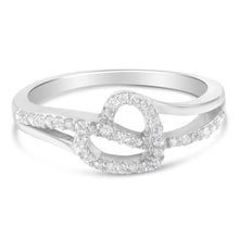 Load image into Gallery viewer, .925 Sterling Silver 1/8 Cttw Diamond Open Heart Leaf Curvy Bypass Accent Fashion or Promise Ring (I-J Color, I2-I3 Clarity) - Size 6