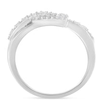 Load image into Gallery viewer, .925 Sterling Silver 1/8 Cttw Diamond Open Heart Leaf Curvy Bypass Accent Fashion or Promise Ring (I-J Color, I2-I3 Clarity) - Size 6