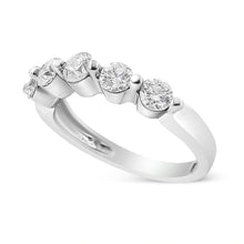 Load image into Gallery viewer, 14K White Gold 1.00 Cttw Brilliant Round Cut Diamond 5-Stone Band Ring (H-I Color, SI2-I1 Clarity) - Ring Size 7