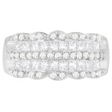 Load image into Gallery viewer, 14K White Gold 1 1/7ct. TDW Round and Princess-Cut Diamond Ring(H-I, SI2-I1)