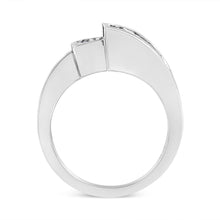 Load image into Gallery viewer, 14K White Gold 1 1/2 Cttw Invisible-Set Princess and Channel-Set Baguette Diamond Geometric Bypass Ring Band (G-H Color, SI2-I1 Clarity) - Ring Size 7