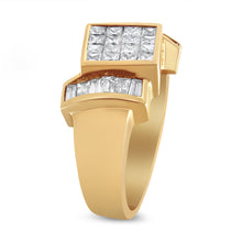 Load image into Gallery viewer, 14K Yellow Gold 1 5/8 Cttw Invisible-Set Princess and Baguette Diamond Cocktail Band Ring