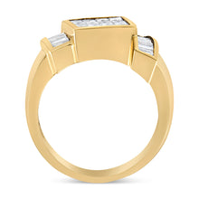 Load image into Gallery viewer, 14K Yellow Gold 1 5/8 Cttw Invisible-Set Princess and Baguette Diamond Cocktail Band Ring