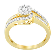 Load image into Gallery viewer, 10K Yellow Gold Diamond Cluster Ring (1/2 Cttw, I-J Color, I2-I3 Clarity) - Size 6