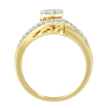 Load image into Gallery viewer, 10K Yellow Gold Diamond Cluster Ring (1/2 Cttw, I-J Color, I2-I3 Clarity) - Size 6