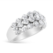 Load image into Gallery viewer, 10K White Gold 2 1/2 Cttw Round Natural Diamond 3 Row Band Ring (I-J Color, I1-I2 Clarity) - Ring Size 7