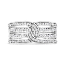 Load image into Gallery viewer, .925 Sterling Silver 1/2 Cttw Diamond Multi-Row Bypass Band Ring (I-J Color, I3 Clarity) - Size 7