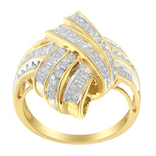 Load image into Gallery viewer, 10K Yellow Gold Diamond Bypass Cocktail Ring (1 1/5 Cttw, I-J Color, I2-I3 Clarity) - Size 8