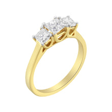 Load image into Gallery viewer, 10K Yellow Gold Princess-Cut Diamond Three Stone Band Ring (1 Cttw, J-K Color, I1-I2 Clarity) - Size 6