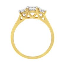 Load image into Gallery viewer, 10K Yellow Gold Princess-Cut Diamond Three Stone Band Ring (1 Cttw, J-K Color, I1-I2 Clarity) - Size 6