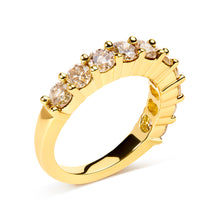 Load image into Gallery viewer, 14K Yellow Gold Plated .925 Sterling Silver 2.0 Cttw Round Brilliant Cut Diamond 10 Stone Anniversary Band Ring (J-K Color, I1-I2 Clarity) - Size 7