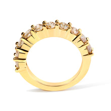 Load image into Gallery viewer, 14K Yellow Gold Plated .925 Sterling Silver 2.0 Cttw Round Brilliant Cut Diamond 10 Stone Anniversary Band Ring (J-K Color, I1-I2 Clarity) - Size 6