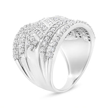 Load image into Gallery viewer, .925 Sterling Silver 2.0 Cttw Diamond Edge Multi-Row Ring Band ( J-K Color, I3 Clarity) - Ring Size 7