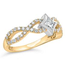 Load image into Gallery viewer, 10K Two Tone Color 5/8 Cttw Diamond Kite and Twist Shank Ring (H-I Color,SI2-I1 Clarity)