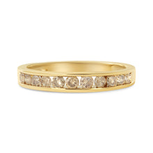 Load image into Gallery viewer, 14K Yellow Gold Plated .925 Sterling Silver 1/2 Cttw Channel Set Round Champagne Diamond 11 Stone Band Ring (K-L Color, I1-I2 Clarity) - Size 7