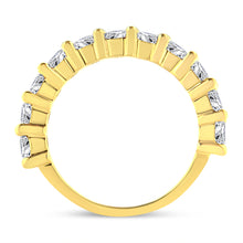 Load image into Gallery viewer, 14K Yellow Gold Plated .925 Sterling Silver 2.00 Cttw Shared Prong Set Round-Diamond 11 Stone Band Ring (J-K Color, I1-I2 Clarity) - Size 7