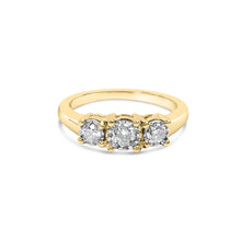 Load image into Gallery viewer, 10K Yellow Gold 1/2 Cttw Miracle Set Round Diamond Three Stone Illusion Plate Ring (I-J Color, I2-I3 Clarity) - Size 7
