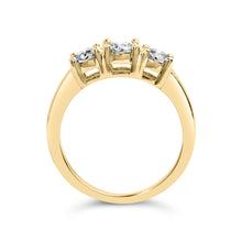 Load image into Gallery viewer, 10K Yellow Gold 1/2 Cttw Miracle Set Round Diamond Three Stone Illusion Plate Ring (I-J Color, I2-I3 Clarity) - Size 7