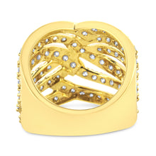Load image into Gallery viewer, 10K Yellow Gold 3.00 Cttw Diamond Multi Row Bypass Wave Cocktail Band Ring (J-K Color, I1-I2 Clarity) - Size 7