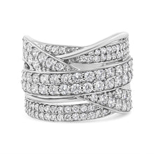 Load image into Gallery viewer, .925 Sterling Silver 2.00 Cttw Round-Cut Diamond Overlapping Bypass Band Ring (I-J Color, I2-I3 Clarity) - Ring Size 7