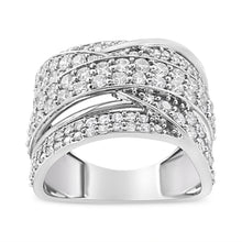 Load image into Gallery viewer, .925 Sterling Silver 2.00 Cttw Round-Cut Diamond Overlapping Bypass Band Ring (I-J Color, I2-I3 Clarity) - Ring Size 7