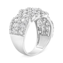 Load image into Gallery viewer, 10K White Gold 3.00 Cttw Diamond Multi Row Cluster Band Ring (I-J Color, I3 Clarity) - Size 7