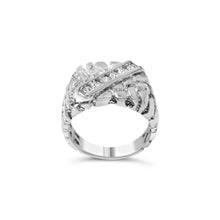 Load image into Gallery viewer, .925 Sterling Silver 1/3 Diamond 6 Stone Rectangle Nugget Gents Ring - Size 10