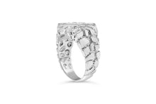 Load image into Gallery viewer, .925 Sterling Silver 1/3 Diamond 6 Stone Rectangle Nugget Gents Ring - Size 10