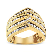 Load image into Gallery viewer, 10K Yellow Gold Plated .925 Sterling Silver 1 1/2 Cttw Diamond Channel Band (Champagne Color, I2-I3 Clarity) Ring Size 7