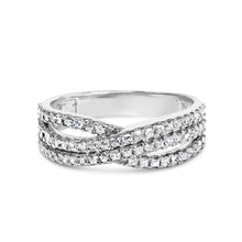 Load image into Gallery viewer, 10K White Gold 3/4 Cttw Princess Natural Diamond Split Shank and Weave Band Ring (H-I Color, SI1-SI2 Clarity) - Ring Size 7