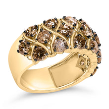 Load image into Gallery viewer, 10K Yellow Gold Plated .925 Sterling Silver 3.0 Cttw Champagne Diamond Multi Lattice Band Ring - Size 7