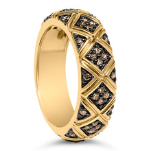 Load image into Gallery viewer, 10K Yellow Gold Plated .925 Sterling Silver 3/8 Cttw Champagne Diamond Geometric Style Band Ring - Size 7
