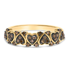 Load image into Gallery viewer, 10K Yellow Gold Plated .925 Sterling Silver 1/3 cttw Natural Diamond Band Ring - Size 7